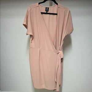 Bobeau Pink Wrap Tie Front Mini Dress